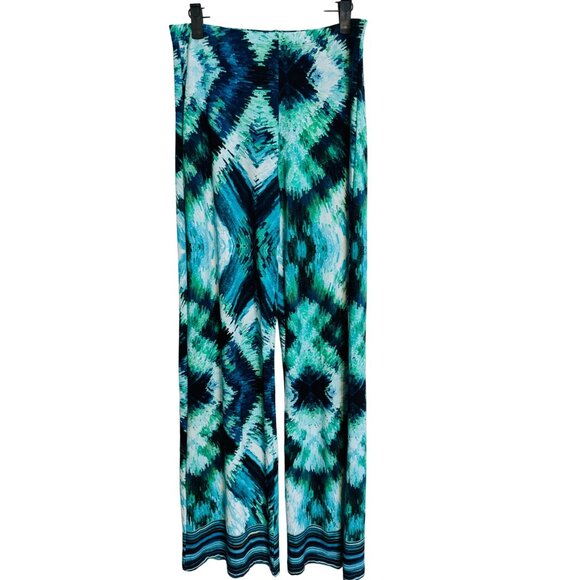 2/$30 Ariella Medium Geometric Print Wide-Leg Pants  Teal, Aqua, Black - Picture 10 of 11